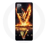 Coque pour Samsung Galaxy S20 FE Vikings Série Saison 6 logo V Epée de Feu Fond Noir