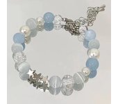 Pulseras con cuentas de perlas de pentagrama Harajuku para mujer, pulseras de bolas de cristal azul con estrella bonita estética coreana, regalos de joyería Y2k 2023