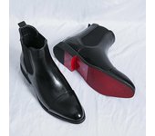 Botas Chelsea de marca de lujo para hombre, nuevas botas de exterior con suela roja cuadrada, botines de negocios hechos a mano con punta para hombre, botas de vestir 2024 38 negro
