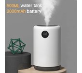Humidificador de aire ultrasónico portátil recargable por USB con capacidad de 500 ml y batería de 2000 mAh, ideal para uso en la oficina con luz LED nocturna. CHINA blanco