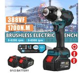Llave de impacto eléctrica sin escobillas de alto Torque, 1700N.M, herramientas eléctricas inalámbricas recargables de 1/2 enchufes para batería Makita de 18V just machine