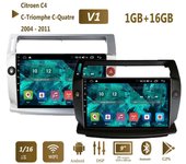 Icreative para Citroen C4 c-triomphe c-quatre 2004 - 2011 Radio de coche 2 din reproductor de vídeo Multimedia Android 2din WIFI GPS DSP 1 + 16GB negro