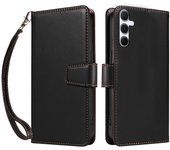 For Samsung Galaxy A25 5G (Global) (161.0 x 76.5 x 8.3mm) Case RFID Blocking PU Leather Wallet Flip Phone Cover with Wrist Strap
