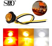 Indicadores LED redondos de 12V y 24V para remolque, marcador lateral para luz de separación de camiones, lámpara de señal de giro para camión, luz amarilla, blanca, roja, azul y verde, 1 ud. 12V blanco