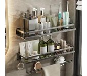 Estante de baño, organizador de almacenamiento de maquillaje, estante para champú de aleación de aluminio, estante de ducha, accesorios de baño, estante de pared sin taladro