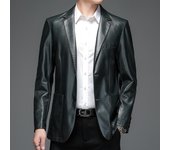 Traje de cuero genuino para hombre, chaqueta de cuero ajustada de piel de oveja, abrigo corto de traje de cuero para primavera y otoño 4XL