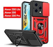 Funda deslizante para cámara Honor 200 Lite, funda protectora con anillo de lente a presión para Honor 200 Pro 200 Lite 5G, funda a prueba de golpes for Honor 200 Lite negro