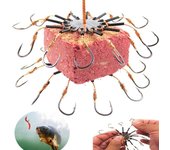 Anzuelos de cebo de carpa para pesca, anzuelo de cadena de explosión, previene el bobinado de líneas de PE con manguera de acero al carbono, 12 ganchos #6