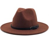 Nuevo Sombrero Fedora de lana para hombres y mujeres con cinta de cuero Caballero elegante señora invierno otoño ala ancha Jazz Iglesia Panamá Sombrero Cap 56-58CM
