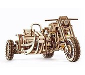 UGEARS Motocicleta con Sidecar 3D Puzzles - UGR-10 Motocicleta Scrambler Kits de modelo de madera