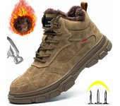 Botas de trabajo de invierno cálidas y afelpadas, zapatos de seguridad deportivos para hombres, zapatos de trabajo protectores a prueba de pinchazos, botas de seguridad con punta de acero, calzado para hombres 36