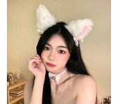 Baile de máscaras, orejas de gato para Halloween, disfraz de fiesta con orejas de gato, pajarita, tocado con campana, diadema, adorno para el cabello blanco