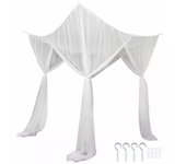 Dosel de cama cuadrado de poliéster, protección eficaz, dosel de 4 esquinas, duradero para el hogar, color blanco