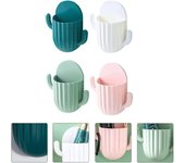 Soporte de pared para cepillos de dientes, organizador de cepillos de dientes eléctrico de Cactus con gancho, estante de almacenamiento de pasta de dientes sin perforar verde claro