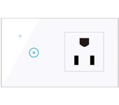 Toma de pared inteligente Wi-Fi de 95-250 V con interruptor de luz táctil de 3 bandas Control remoto de aplicación Smart Life, control de voz, compatible con control táctil 1 Gang & US Standard negro