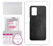 apgo Protective Skin Sticker for the back compatible with Realme 8 5G, Wrap Film, Foil, Vinyl - Pattern Black Leather