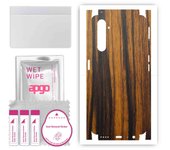 apgo Protective Skin Sticker for the back+sides compatible with Realme 6 Pro, Full Wrap Film, Foil, Vinyl - Pattern Tigerwood