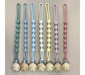Cordón de silicona Nordic Baby con clip de madera de haya - Cadena para chupete anticaída