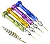Destornillador de acero magnético 5 en 1, herramienta de reparación manual para iPhone, reloj y teléfono oro