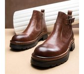 Botas Martin estilo británico retro para hombre, de cuero, hechas a mano, con cremallera y plataforma elevada, botas Chelsea estilo locomotora de piel de vaca para hombre. 38 marrón