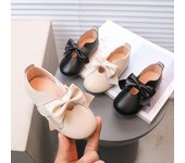 Zapatos para niñas de 1 a 7 años, zapatos de cuero PU con lazo, zapatos de princesa antideslizantes 22