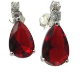 Les Trésors De Lily [P5024] - Boucles argent 'Sissi' rouge blanc argenté (rhodié) - 18x8 mm rojo