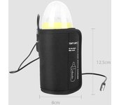 Calentador de biberones USB portátil, calentador de biberones para coche, bolsa de calefacción para biberones de viaje negro