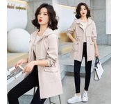 Gabardina fina de primavera y otoño para mujer, abrigo mediano y largo, nueva versión coreana 2024, abrigo pequeño informal ajustado de estilo extranjero M caqui