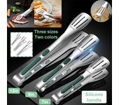 Pinzas de cocina de silicona, Clip para barbacoa de acero inoxidable, pinzas antideslizantes para parrilla, mango de pan, abrazadera de cocina, accesorios de cocina para fiesta