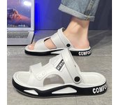Sandalias de verano para hombre, ligeras, de EVA, con suela gruesa, para playa, antideslizantes y con punta abierta para exteriores. 44-45 blanco