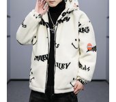 Chaqueta polar de invierno para hombre, engrosada y aterciopelada para mantener el calor, chaqueta de sudadera holgada con cuello alto, chaqueta de estudiante adolescente M