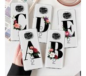 Funda transparente para Xiaomi Mi Poco X3 NFC M3 Pro F3 F1 11 Lite 12 Redmi Note 10 9S 8 7 9, funda suave con letras DIY y flores Xiaomi Poco F3
