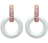 Les Trésors De Lily [L6666] - Pendientes chapados en oro 'Sissi' cerámica blanca oro rosa (oro rosa) - 12 mm blanco