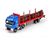 Escala 1/50, juguete en miniatura moldeado a presión de aleación para niños, camión transportador de troncos, vehículo en miniatura, coche de Metal, regalo 1/50-Size:26*7.3*3.5cm rojo/azul
