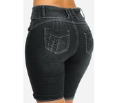 Pantalones vaqueros cortos de cintura alta para mujer, medias ajustadas de mezclilla, ropa de playa, pantalones cortos de mezclilla de Color sólido, pantalones cortos ajustados 5XL, 3 colores 5XL negro