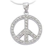 Les Trésors De Lily [J5306] - Pendentif Argent 'Peace' blanc argenté (rhodié) - 2 cm blanco