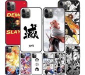 Funda para Apple Iphone 11 13 12 Mini 14 Pro Max Xr 7 8 + Se 2020 Xs 6 6s Plus 5 5s funda de teléfono de silicona negra Anime Demon Slayer iPhone 14 Plus