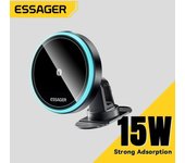 Essager Soporte magnético inalámbrico para teléfono de coche de 15 W, cargador de coche ajustable de 360 grados para iPhone 15, 14, 13 Pro, Samsung, teléfono universal Paste type negro