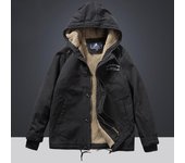 Chaqueta acolchada de lana de cordero para hombre, ropa de algodón para herramientas, chaqueta acolchada gruesa de terciopelo de invierno con capucha para hombre. M