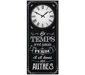 Les Trésors De Lily [Q9063] - Reloj de pared de madera 'Mensajes' negro (El tiempo nunca se pierde si se lo da a los demás) - 70x30 cm negro