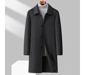 Abrigo de lana de doble cara de otoño e invierno para hombre, abrigo de solapa grueso y largo hecho a mano puro, ropa de hombre de talla grande L negro