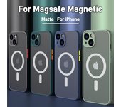 Funda mate de lujo Magsafe para Apple iPhone 15, 14, 13, 12, 11 Pro Max Plus, carga inalámbrica magnética, accesorio de protección suave For iPhone 15 ProMax rojo