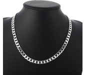 Collar de cadena Figaro lateral plano de Plata de Ley 925 de 16/18/20/22/24 pulgadas y 8MM para mujer y hombre, joyería de boda a la moda 40cm