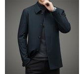 Abrigo de algodón grueso y cálido para hombre, de cuello alto, abotonado, de longitud media, para otoño e invierno, informal, de negocios M