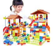 89 piezas de bloques deslizantes de gran tamaño para techo de casa de ciudad, bloques de construcción de partículas grandes, juguetes de ladrillos de castillo para niños