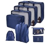 8PCS fijados para los bolsos del organizador del viaje accesorios equipaje maleta organizador impermeable bolsa de lavado vestir beige