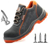 Zapatos de seguridad de moda, antigolpes y antiperforación, de verano para hombre, con suela sólida, transpirables, antigolpes, para hombre H804 36 gris