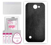 apgo Protective Skin Sticker for the back compatible with LG K30, Wrap Film, Foil, Vinyl - Pattern Black Leather