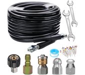 Kit de chorro de alcantarillado de 15 metros M22?Kit de boquillas para manguera de limpieza de desagües de 14 pulgadas con chorro de alta presión