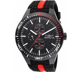 Reloj de cuarzo Invicta Racing GMT con correa de silicona y esfera negra 47553 para hombre negro